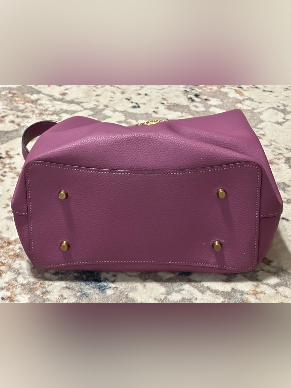 Coach Purple Pebbled Leather Bucket Shoulder Bag with Gold Hardware - Picture 4 of 7